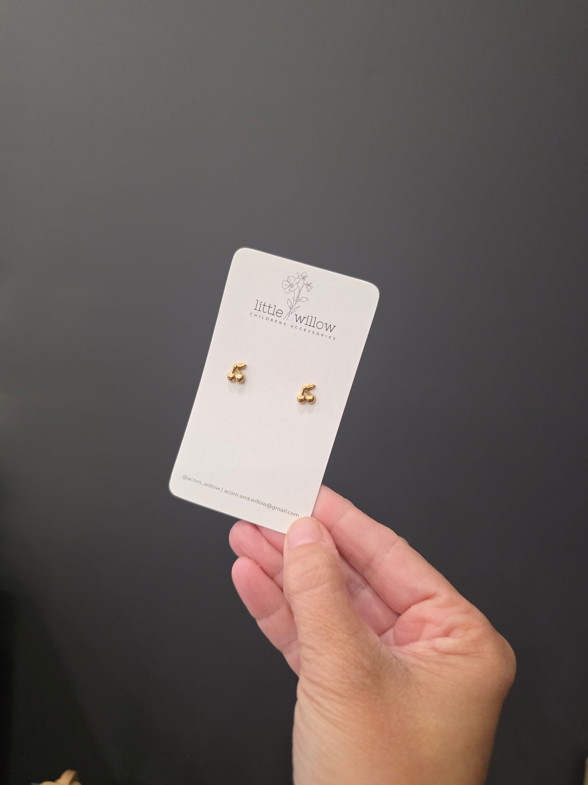 Youth Gold Plated Cherry Studs
