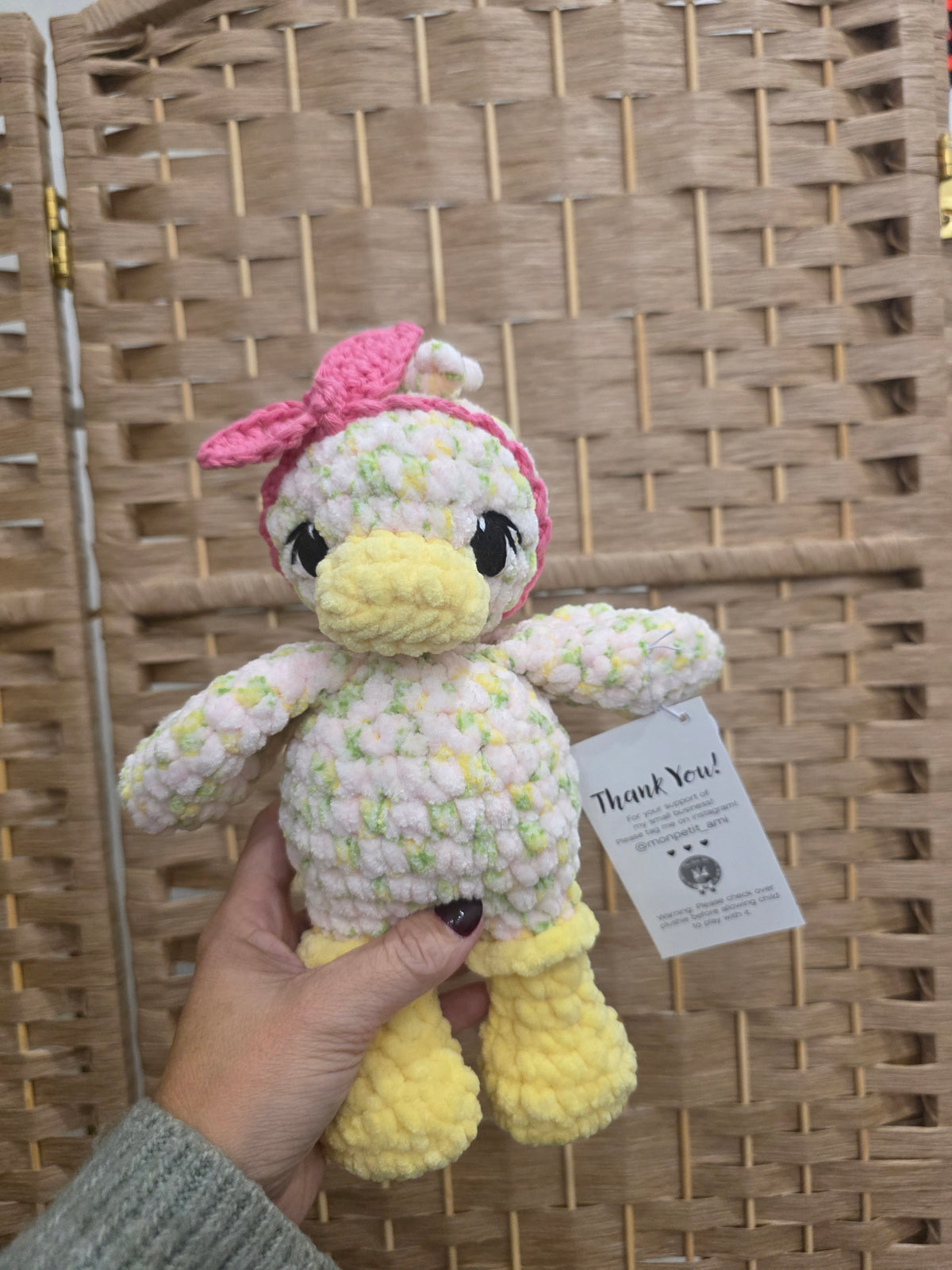 Pink Floral Duck Stuffie