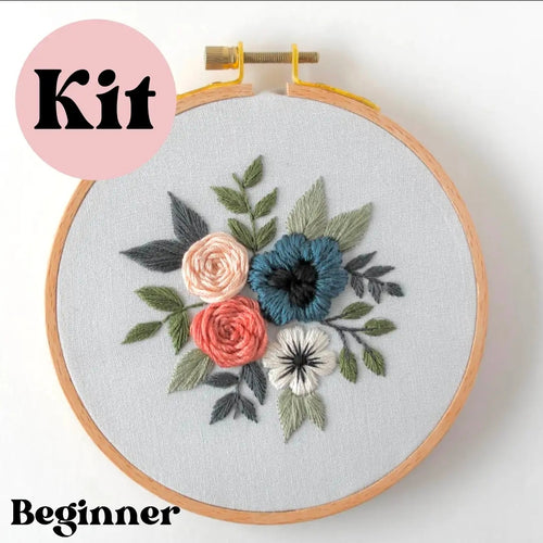 5" Confident Beginner Blue Blossom Embroidery Kit