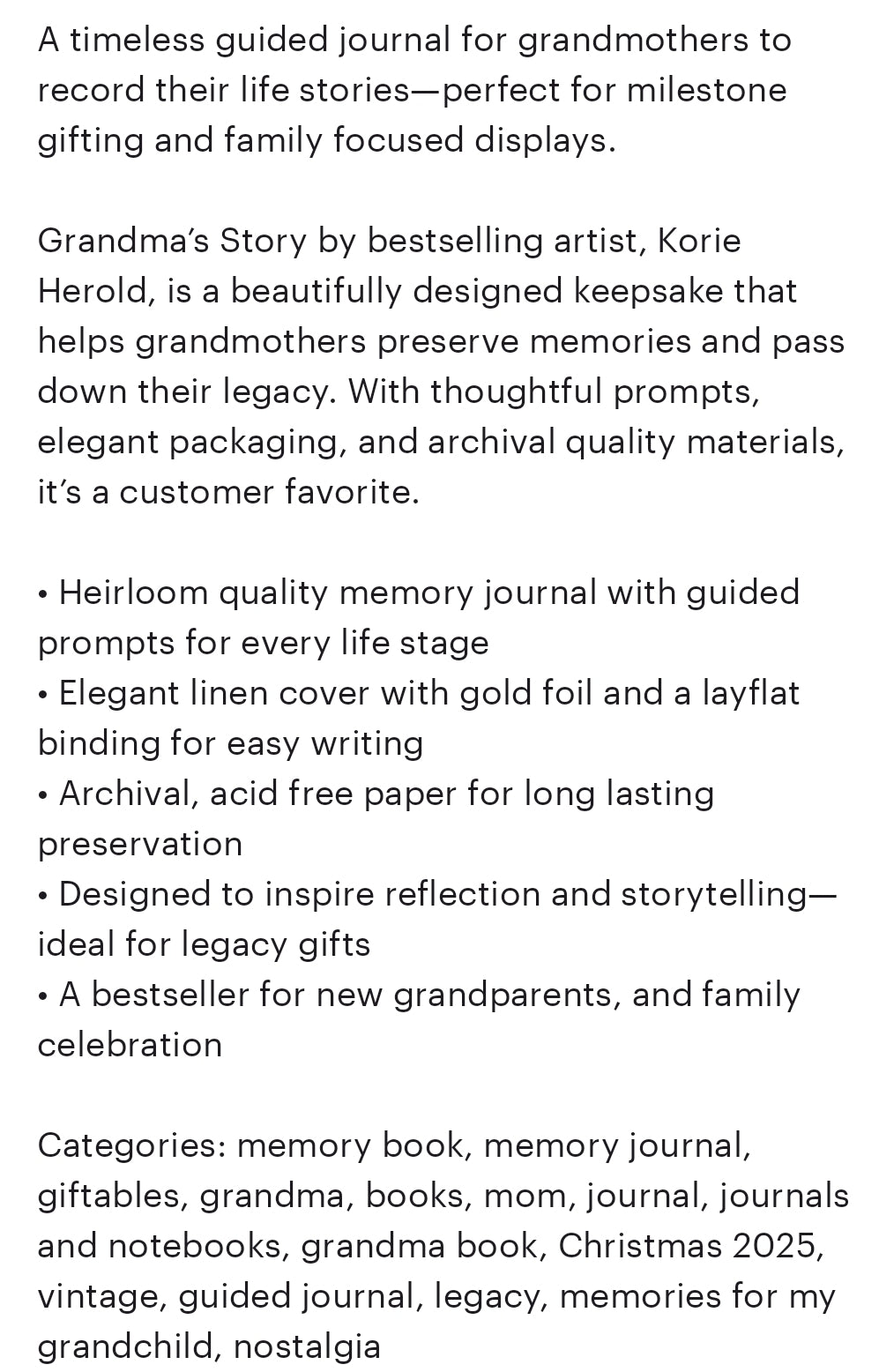 Grandma's Story: A Memor and Keepsake Journal for My Family