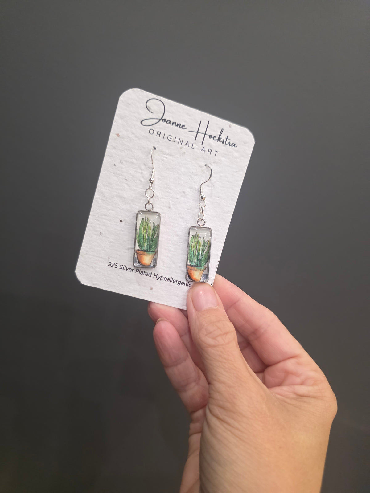 Watercolor Earrings- Snake Plant