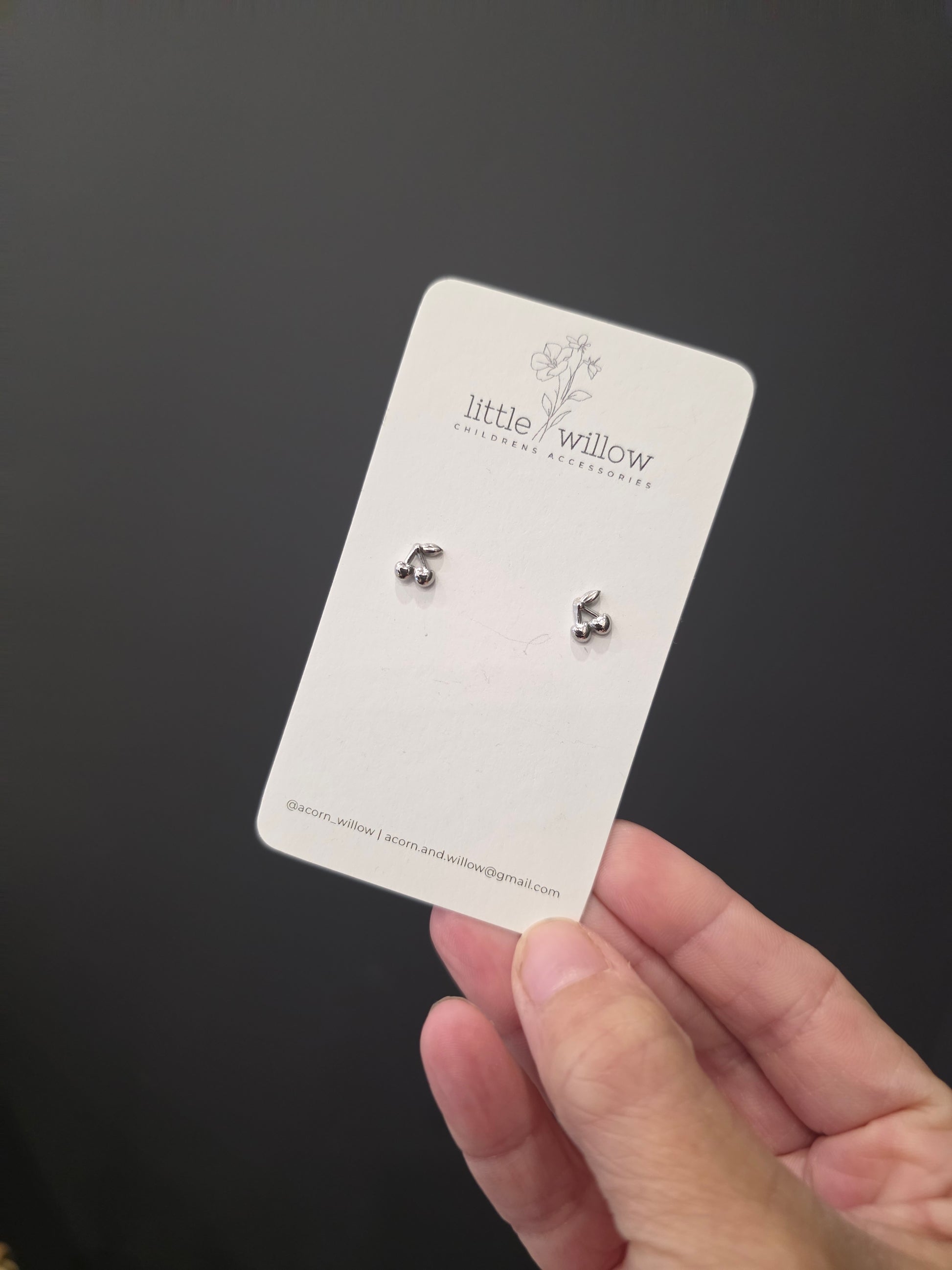 Youth Stainless Steel Cherry Studs