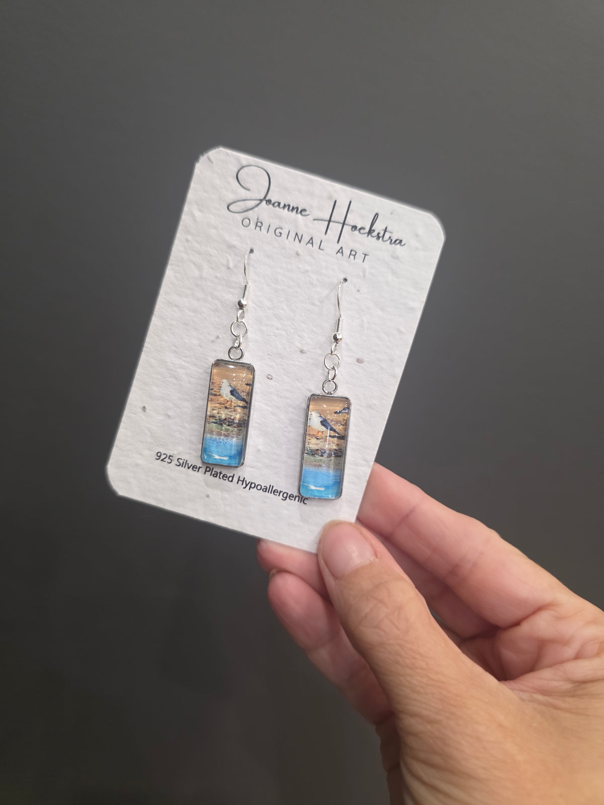 Watercolor Earrings- Beach Seagull
