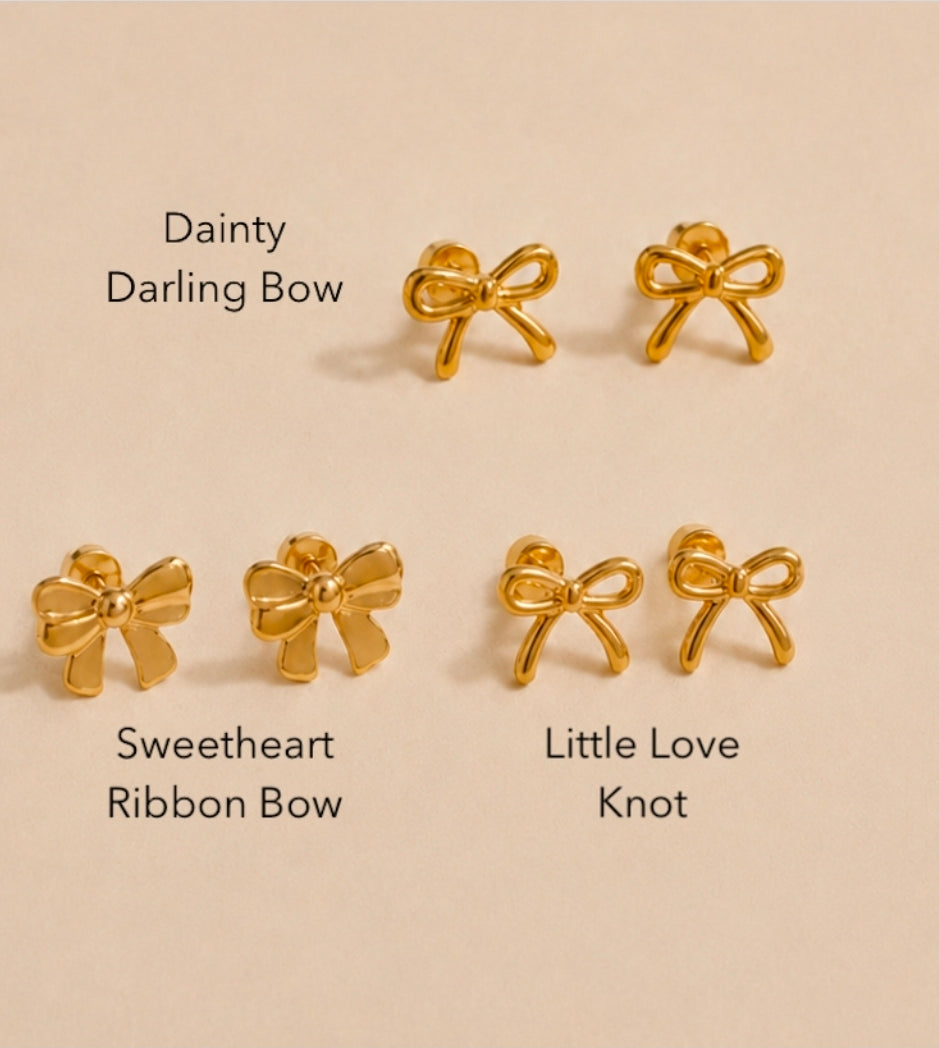 Youth Gold Bow Studs
